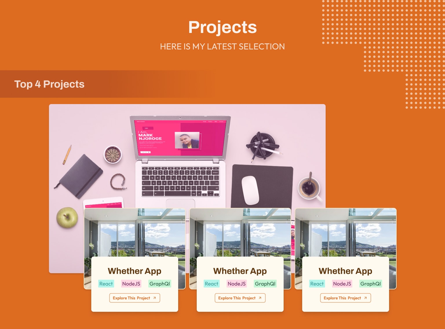 Profile Project, Image for top 3-projects section UI design